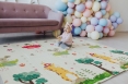 Детский двусторонний развивающий складной термоковрик для ползания POPPET "Транспорт и Зоолетчики", 150х180x1 см