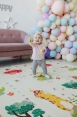 Дитячий двосторонній розвиваючий  складний термокилимок для повзання POPPET "Транспорт та Зоольотчики", 200х180x1 см