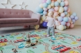 Дитячий двосторонній розвиваючий  складний термокилимок для повзання POPPET "Транспорт та Зоольотчики", 200х180x1 см
