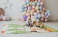 Детский двусторонний развивающий складной термоковрик для ползания POPPET "Веселый жираф и Загадочный лес", 150х180x1 см