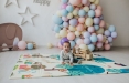 Детский двусторонний развивающий складной термоковрик для ползания POPPET "Веселый жираф и Загадочный лес", 150х180x1 см