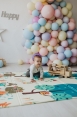 Детский двусторонний развивающий складной термоковрик для ползания POPPET "Веселый жираф и Загадочный лес", 150х180x1 см