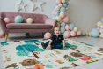 Детский двусторонний развивающий складной термоковрик для ползания POPPET "Веселая жирафа и Загадочный лес", 200х180x1 см
