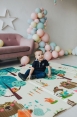Детский двусторонний развивающий складной термоковрик для ползания POPPET "Веселая жирафа и Загадочный лес", 200х180x1 см