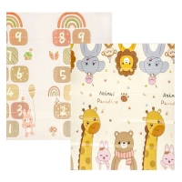 Дитячий двосторонній, складний килимок "Звірята-близнята та Класики", 150х180x1 см