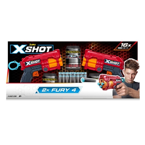 X-Shot Red Быстрострельный бластер EXCEL FURY 4 2 PK, 36329R