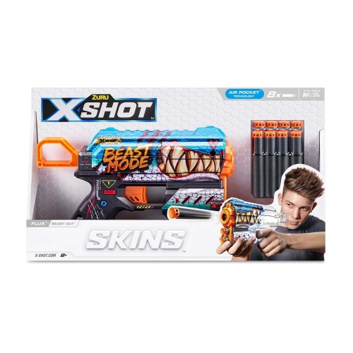 Быстрострельный бластер X-SHOT Skins Flux Beast Out (8 патронов), 36516L