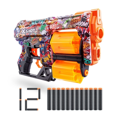 Быстрострельный бластер X-SHOT Skins Dread Sketch (12 патронов), 36517H