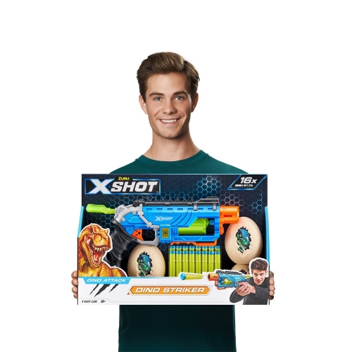 X-Shot Швидкострільний бластер DINO Striker New (2 середніх яйця, 2 маленьких яйця, 16 патронів), 4860R