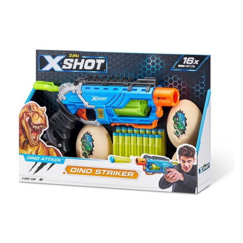 X-Shot Швидкострільний бластер DINO Striker New (2 середніх яйця, 2 маленьких яйця, 16 патронів), 4860R
