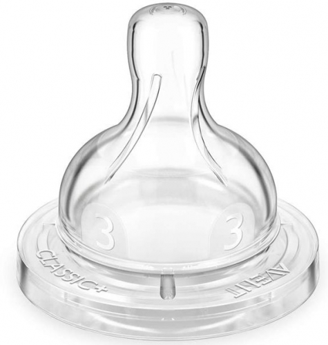Соска силиконовая Avent Classic+ средний поток 2шт 3+ SCF633/27