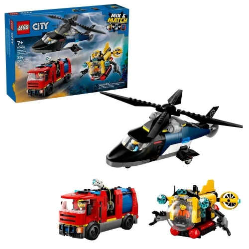 Конструктор LEGO City Ремікс вертольотів, пожежних машин і підводних човнів (60462)