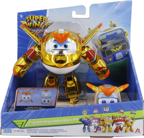 Игровой набор Super Wings Transforming Золотой Мальчик и любимец (Golden Boy & Pet)