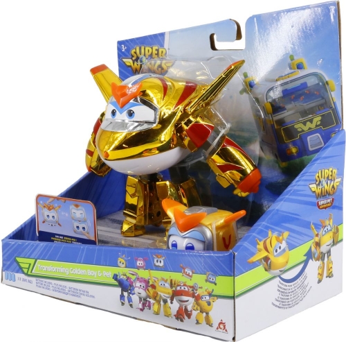 Игровой набор Super Wings Transforming Золотой Мальчик и любимец (Golden Boy & Pet)