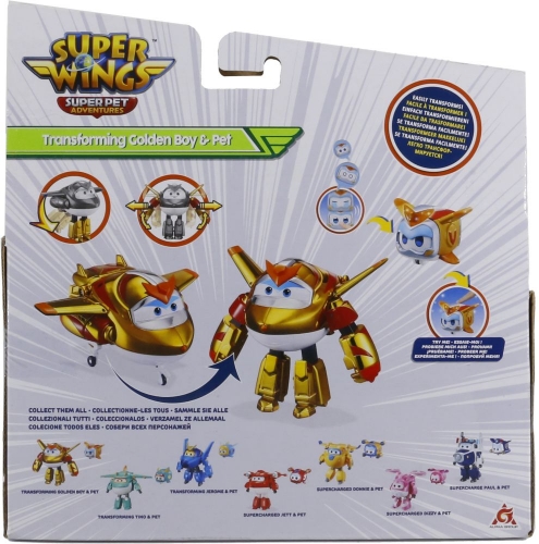 Игровой набор Super Wings Transforming Золотой Мальчик и любимец (Golden Boy & Pet)