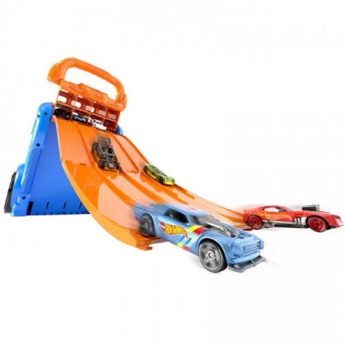 Портативный трек-контейнер с 4 параллельными дорожками Hot Wheels