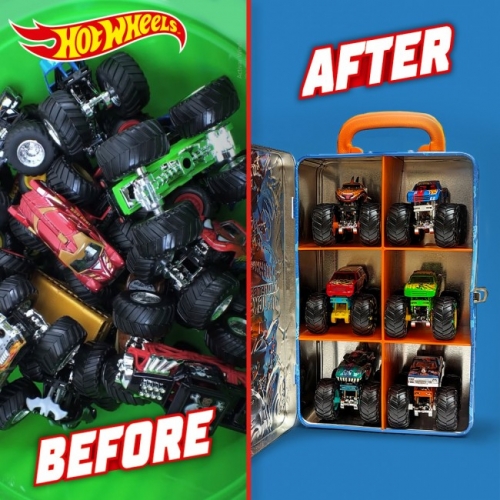 Металлический контейнер для хранения машинок серии "Monster Trucks" Hot Wheels