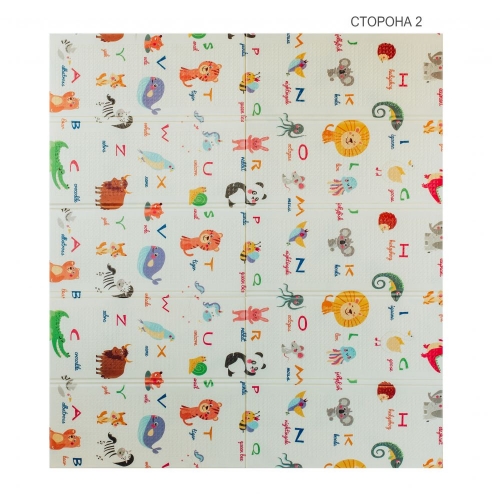 Дитячий двосторонній, складний килимок "Тигреня в лісі та Світ тварин", 200х180x1 см